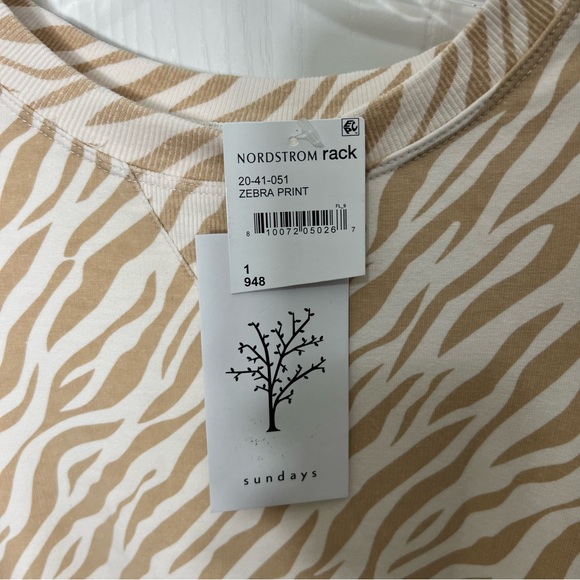Sundays Lia Sweatshirt- Zebra Print (Tan & White) Size 4-6 NWT - Picture 4 of 9